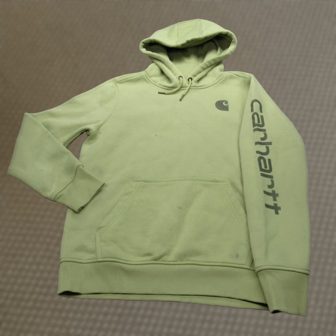 Carhartt Carhartt Hoodie Womens Medium Lime Logo Sleeve Graphic Relaxed Fit Heavyweight Size M / US 6-8 / IT 42-44 - 1 Thumbnail