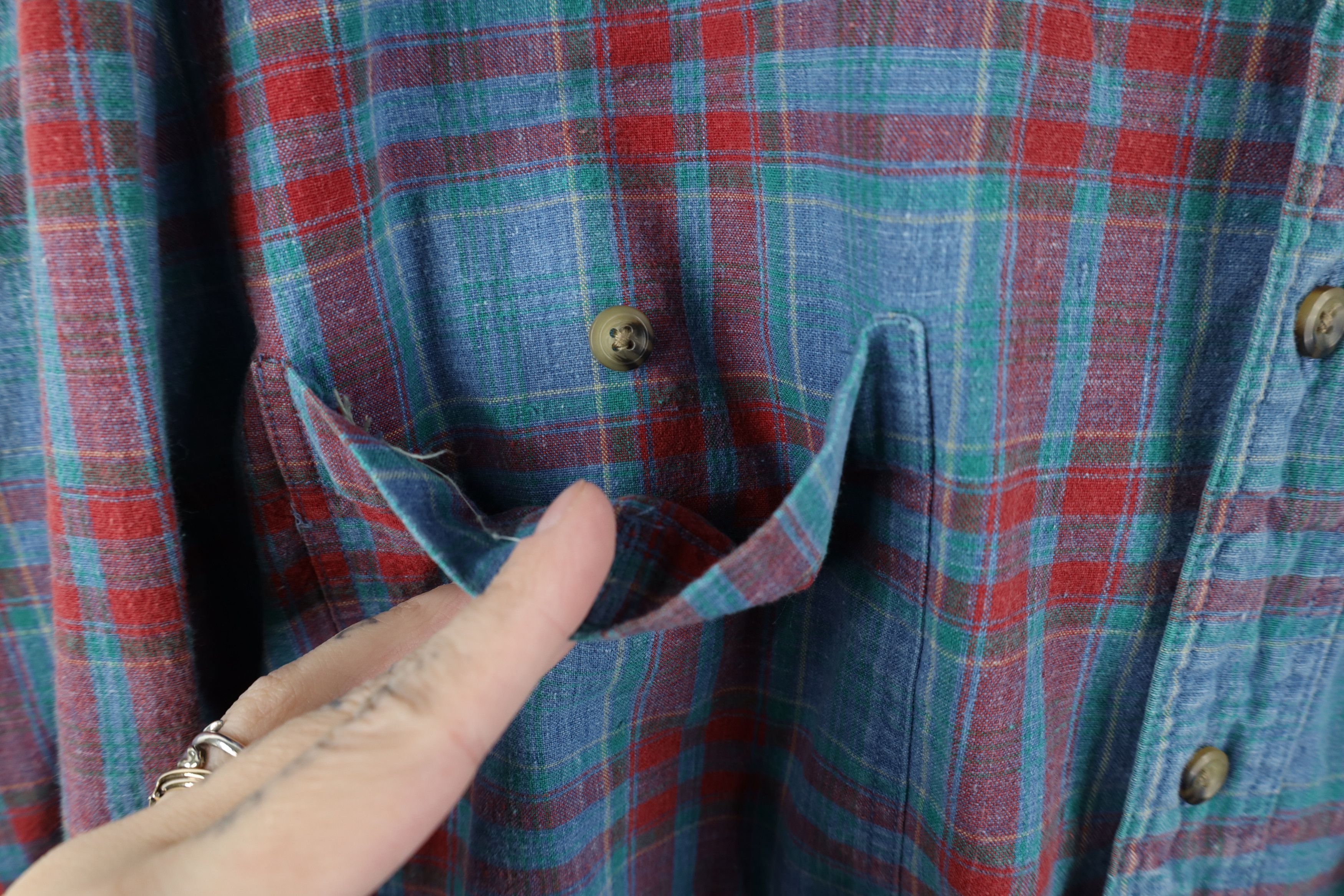 Vintage Vintage 90s Streetwear Chambray Button Down Shirt Plaid Size US XL / EU 56 / 4 - 5 Thumbnail
