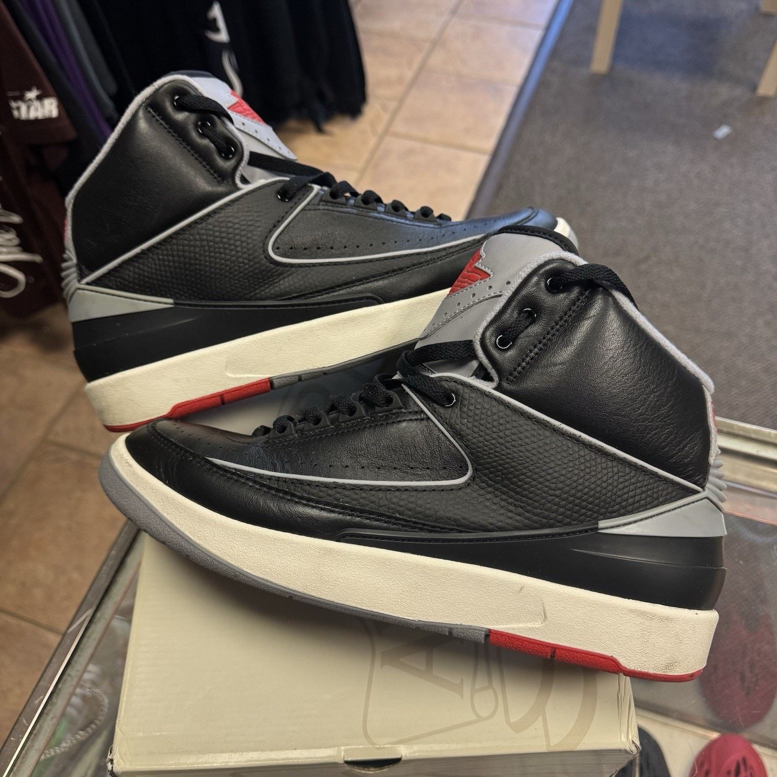 Jordan Brand Size 11-Air Jordan 2 Retro Sneakers Black Cement Gray Red Size US 11 / EU 44 - 2 Thumbnail