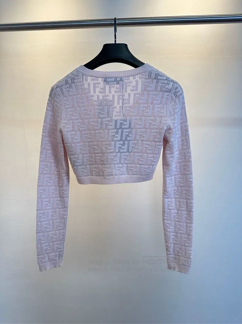 Fendi Fendi Light pink long-sleeve short cardigan Size XXS / US 00 / IT 34 - 2 Thumbnail
