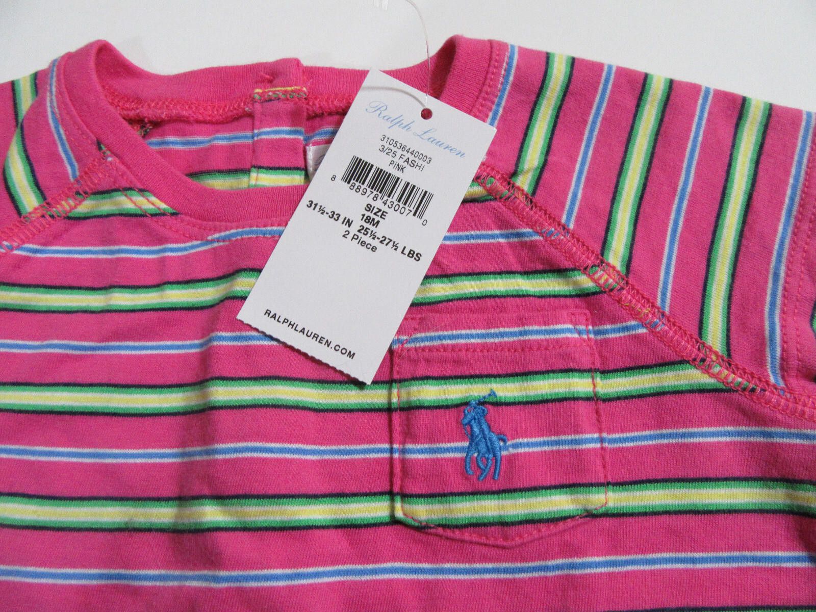 Polo Ralph Lauren Ralph Lauren Polo Girls 2 Pc Dress Pink Striped 18 M NWT Size ONE SIZE - 4 Thumbnail