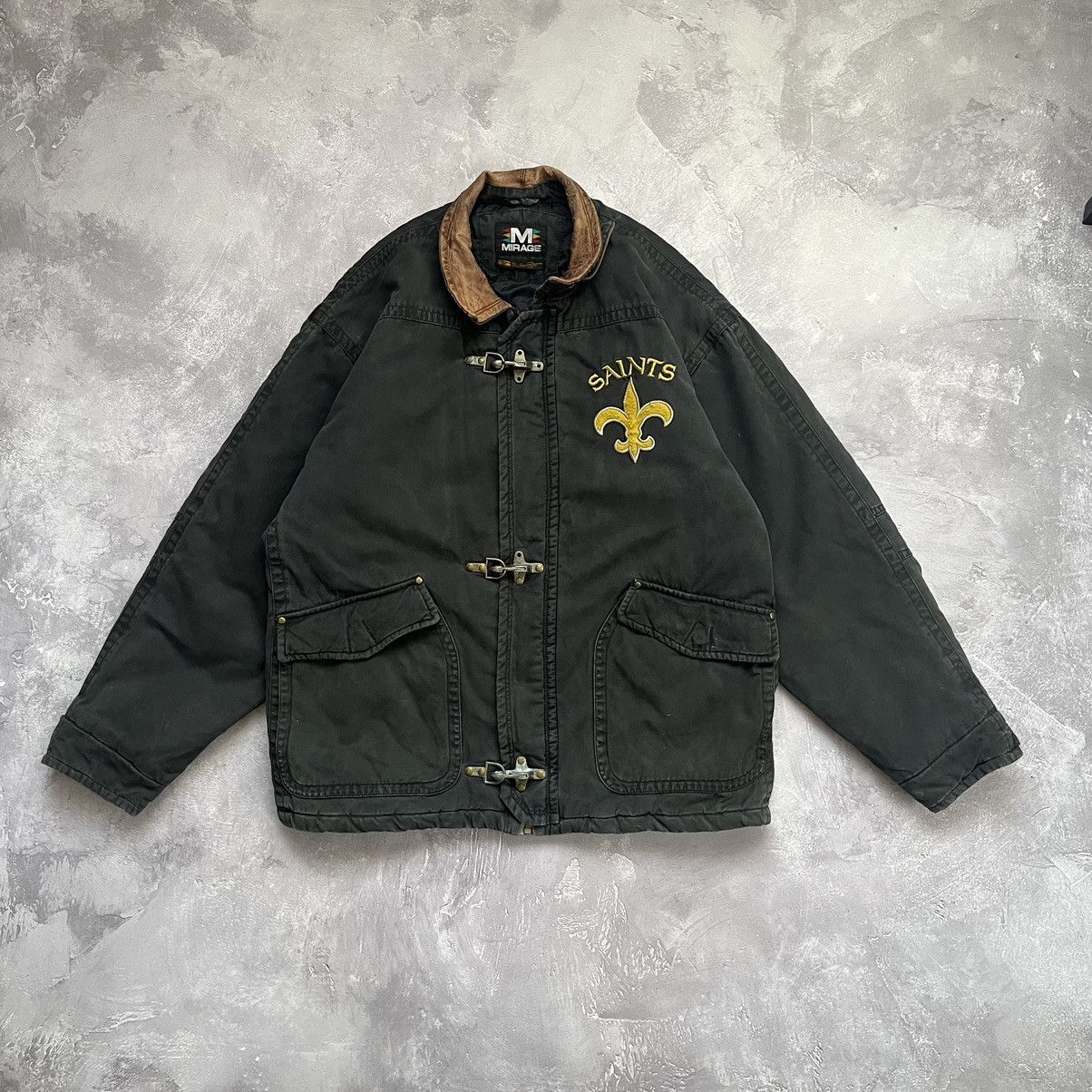 Vintage Mirage SAINTS Denim Long Jacket Distressed Size M