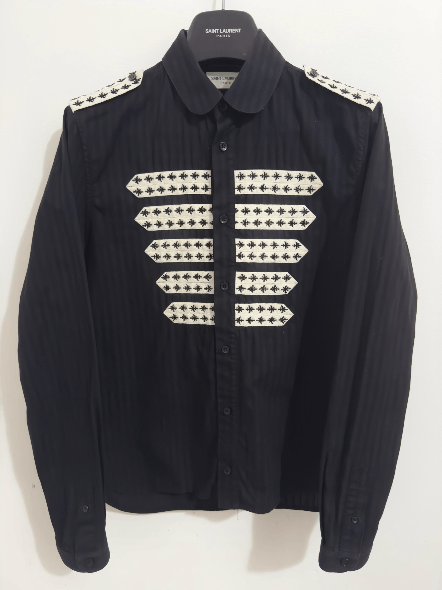 Saint Laurent Paris Saint Laurent Embroidered Striped Shirt Size US M / EU 48-50 / 2 - 1 Thumbnail
