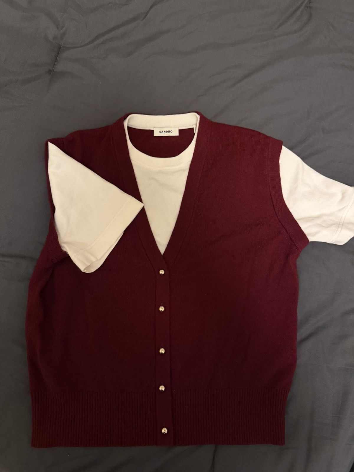 Sandro Sandro Knit Vest (Burgundy) Size S / US 4 / IT 40 - 4 Thumbnail