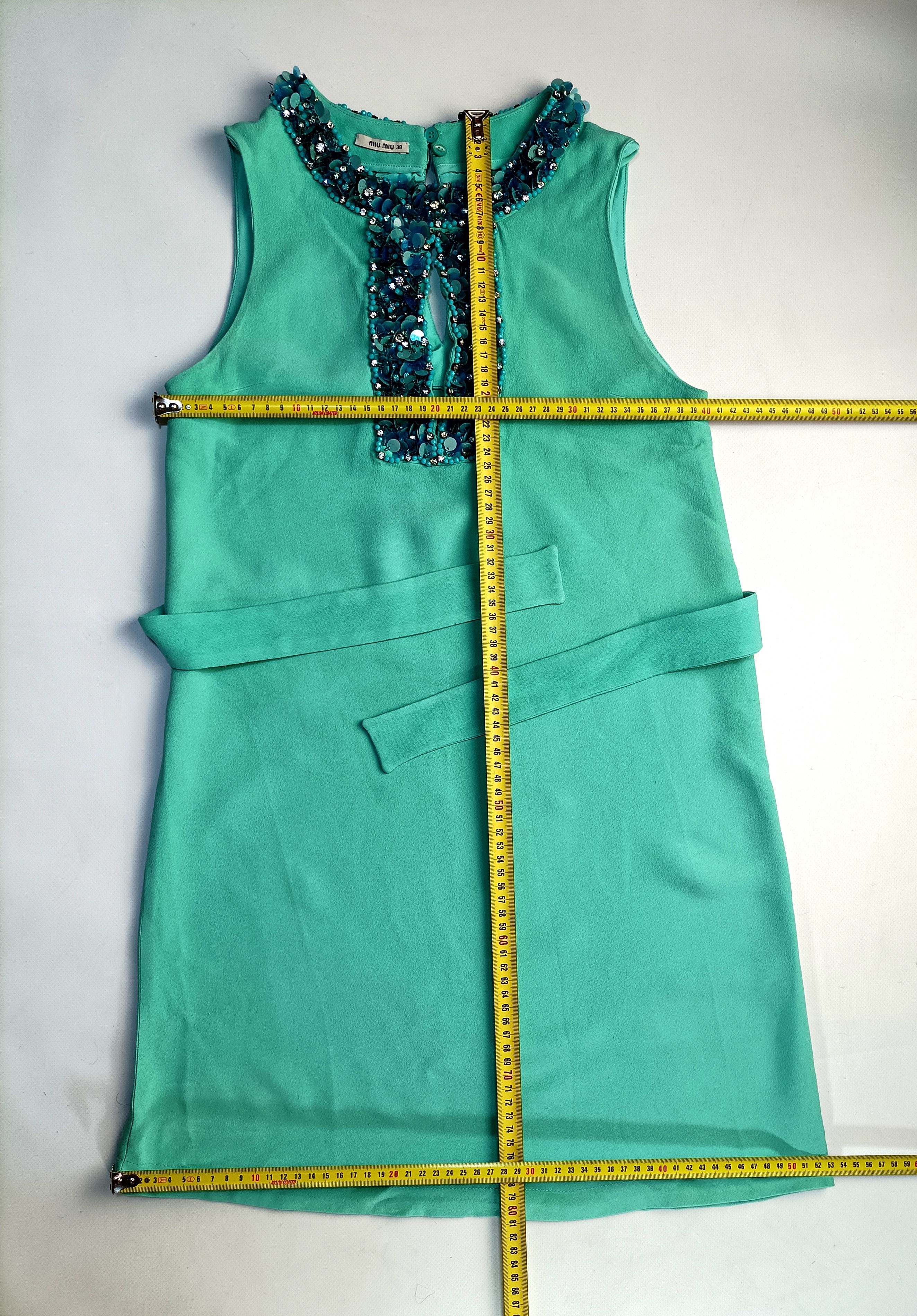 Miu Miu Miu Miu Women's Mint Beaded Sleeveless Dress Size XS / US 0-2 / IT 36-38 - 2 Thumbnail