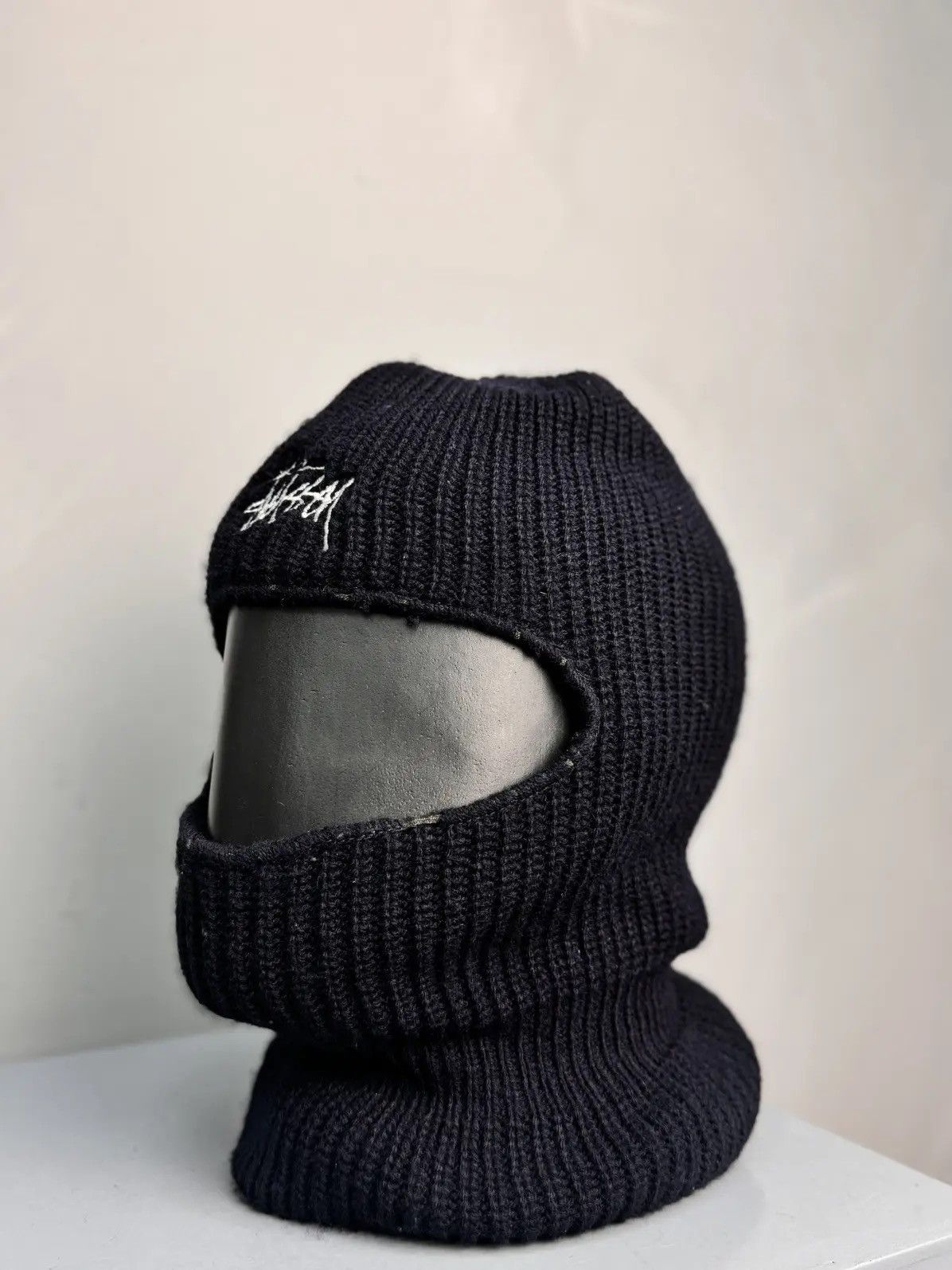 Stussy × Vintage RARE Stussy Y2K Vintage Knit Balaclava Logo Cap Hat Size ONE SIZE - 2 Thumbnail