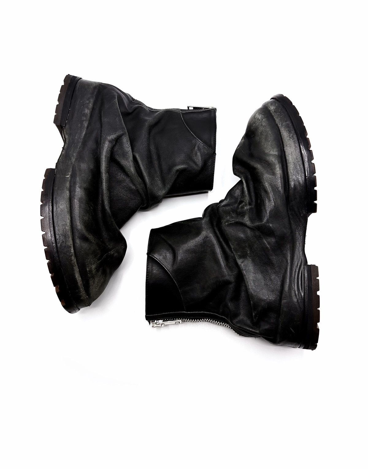 424 424 Marathon Distressed Black Leather Boots Size US 11 / EU 44 - 1 Thumbnail