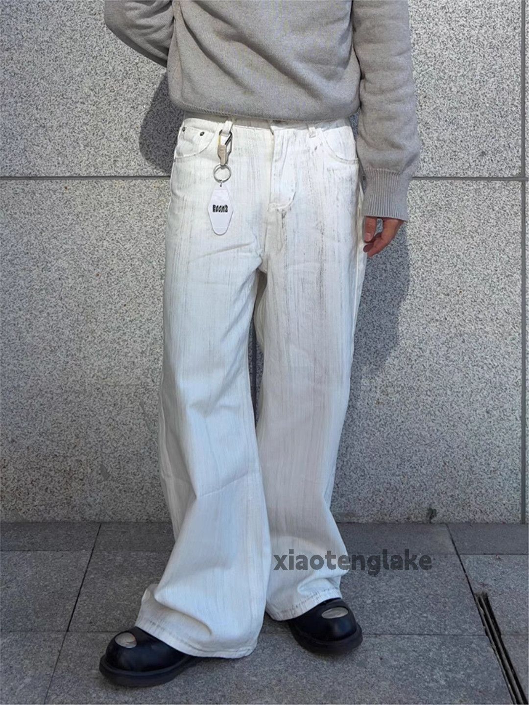 zx vintage distressed Stain paint punk yuppie flared jeans