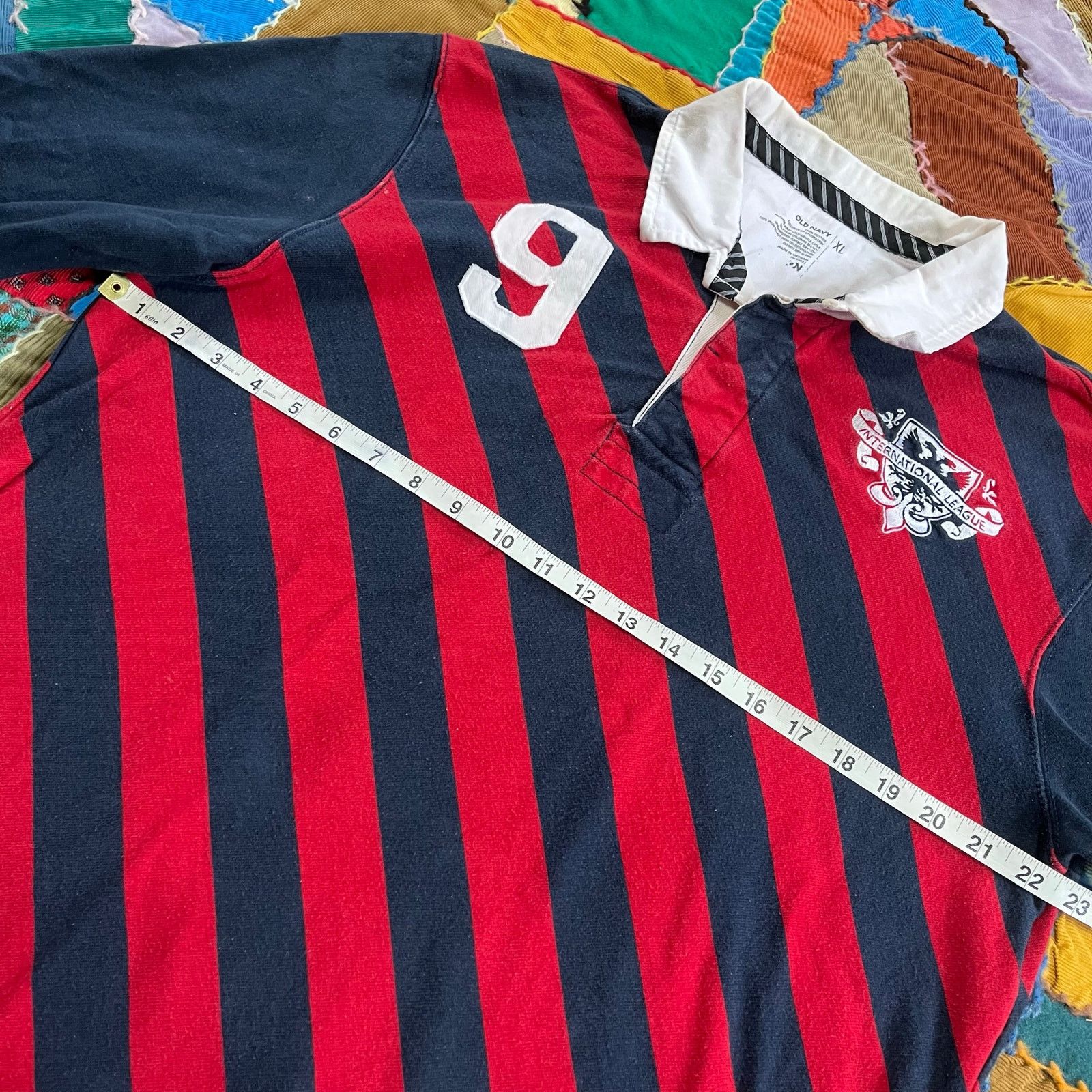 Old Navy Old Navy Diagonal Striped Navy and Red Rugby Polo XL Size US XL / EU 56 / 4 - 5 Thumbnail