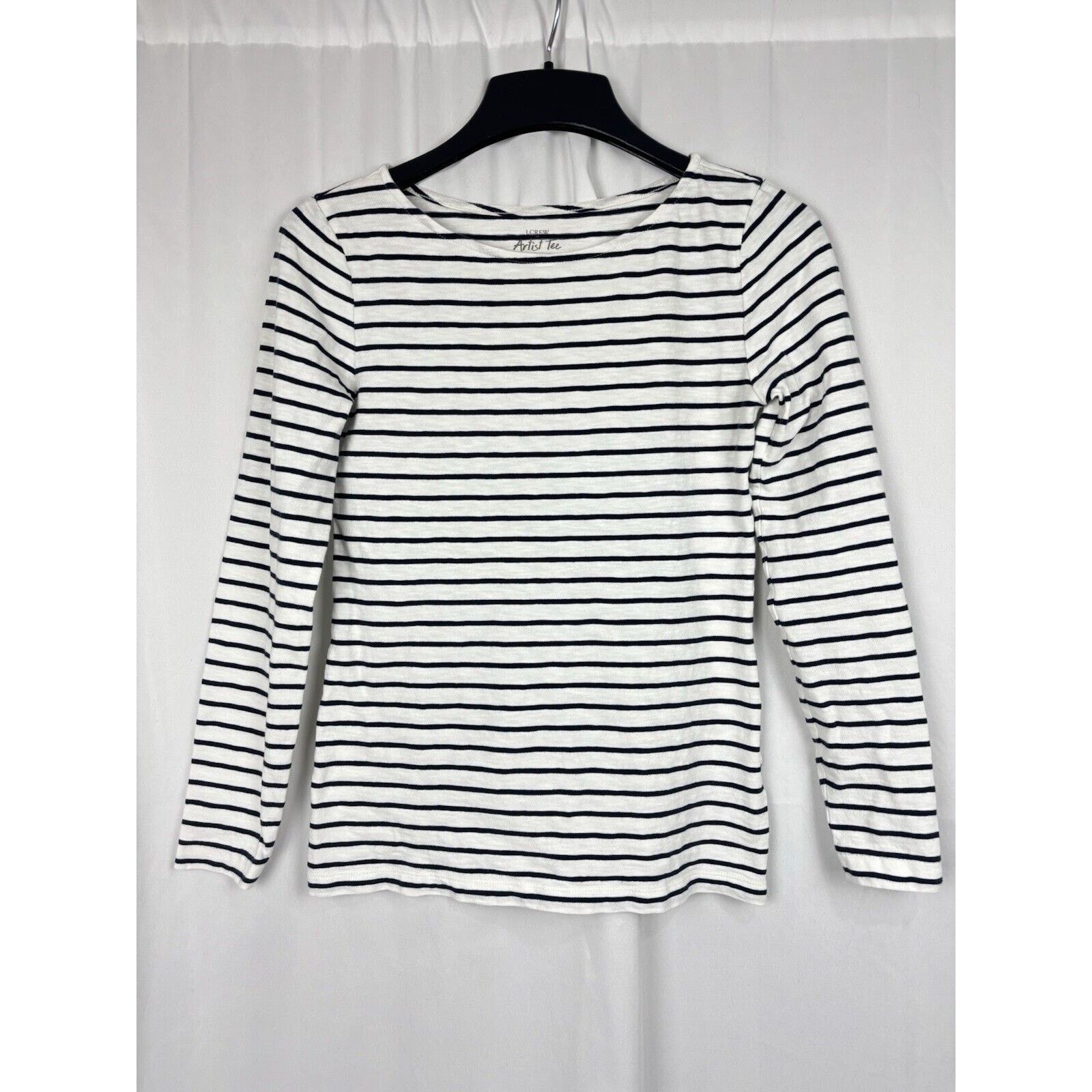 J.Crew JCREW Women’s Long Sleeve Navy White Striped Artist Tee S Size S / US 4 / IT 40 - 1 Thumbnail