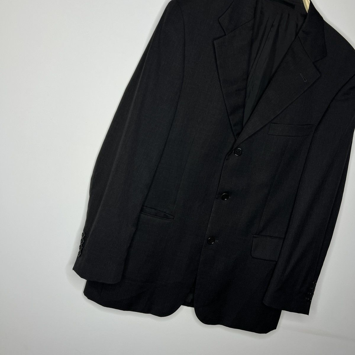 Designer × Hugo Boss × Vintage Hugo Boss Vintage 2000s Black Blazer Jacket Coat Satin Wool Size 40R - 3 Thumbnail