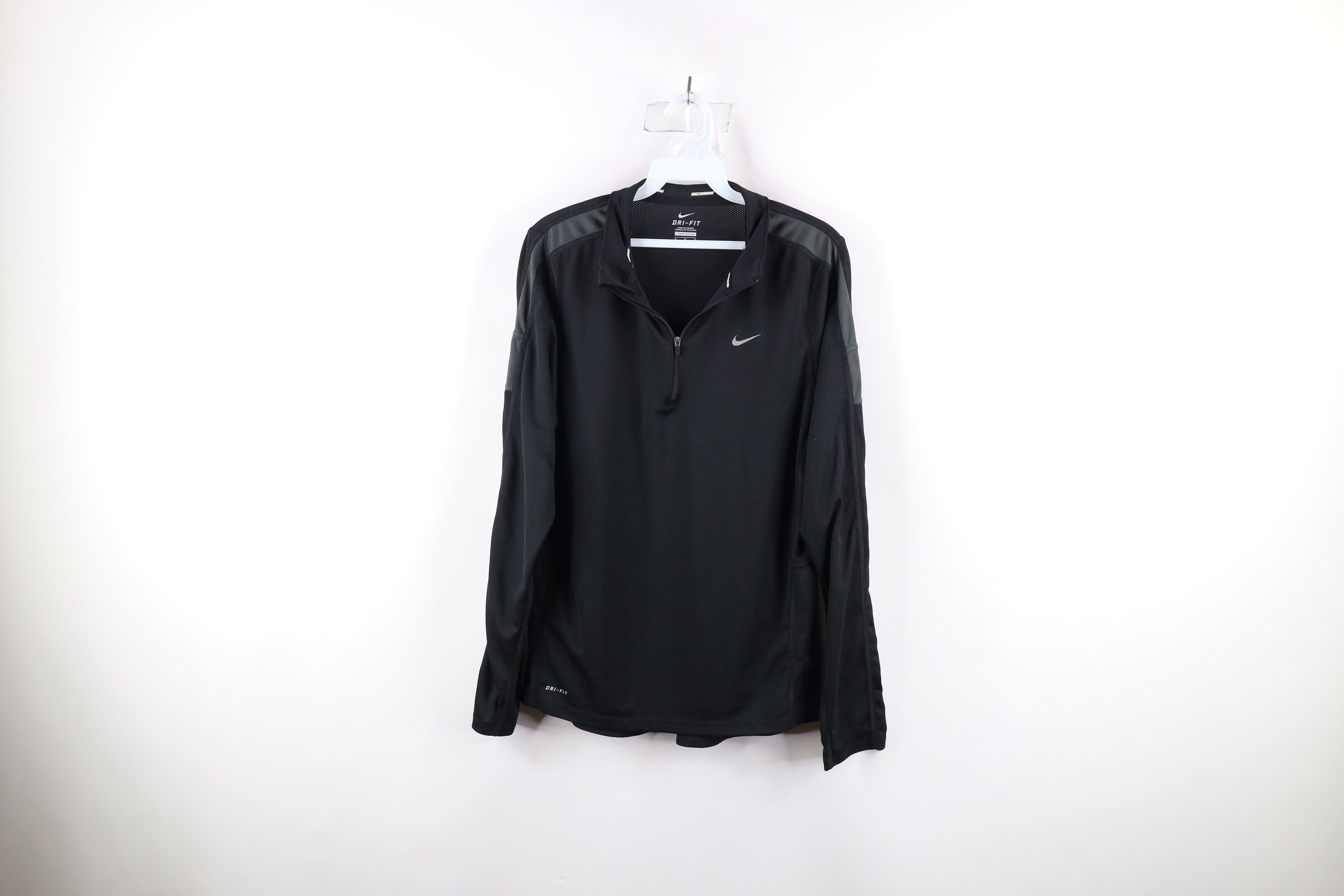 Nike × Vintage Nike Running Swoosh Lightweight Half Zip Pullover Top Black Size US M / EU 48-50 / 2 - 1 Thumbnail