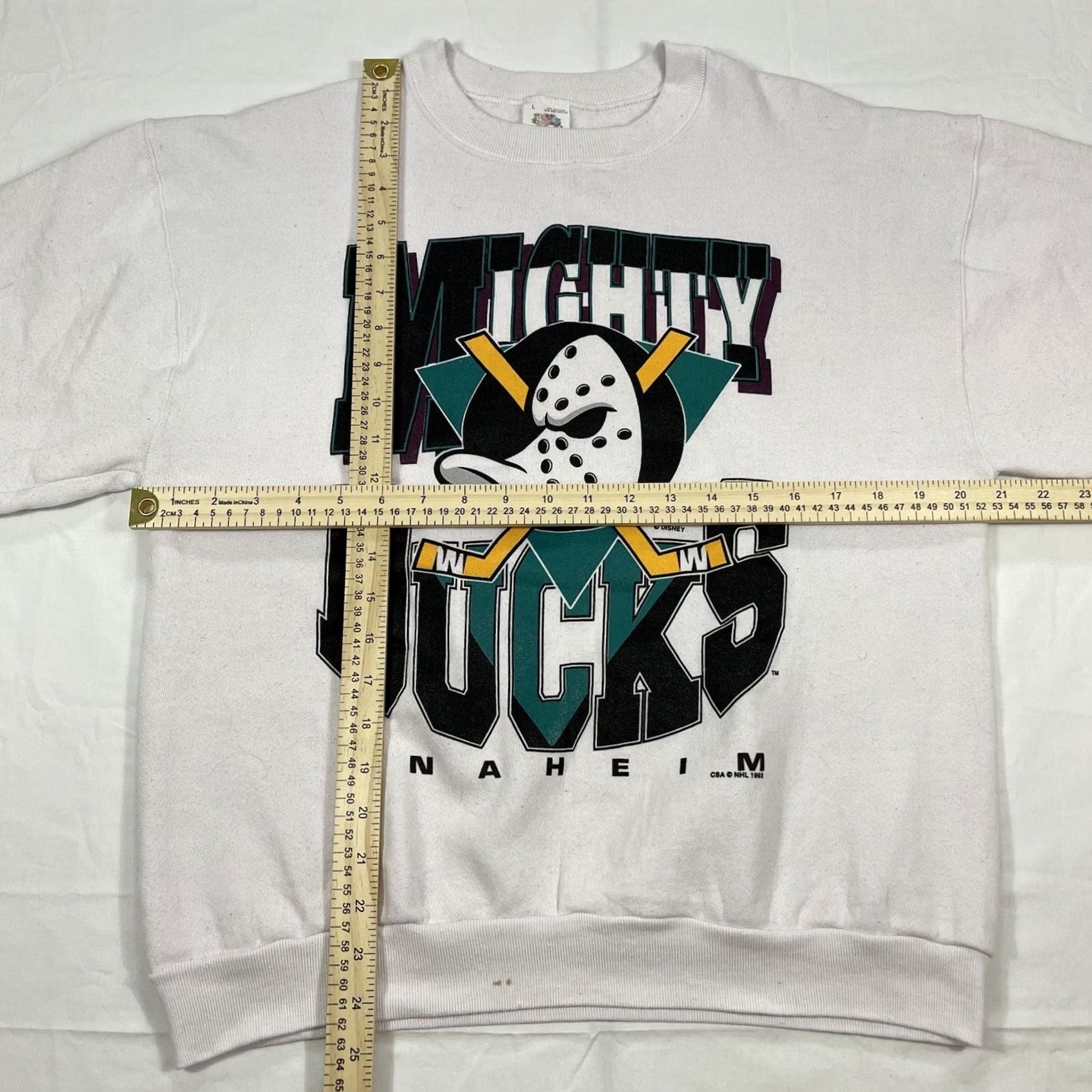 Disney VINTAGE Anaheim Mighty Ducks Sweatshirt NHL Disney 90s Big Graphic Cotton Sweatshirt Men L Black Logo 90s Size US L / EU 52-54 / 3 - 2 Thumbnail