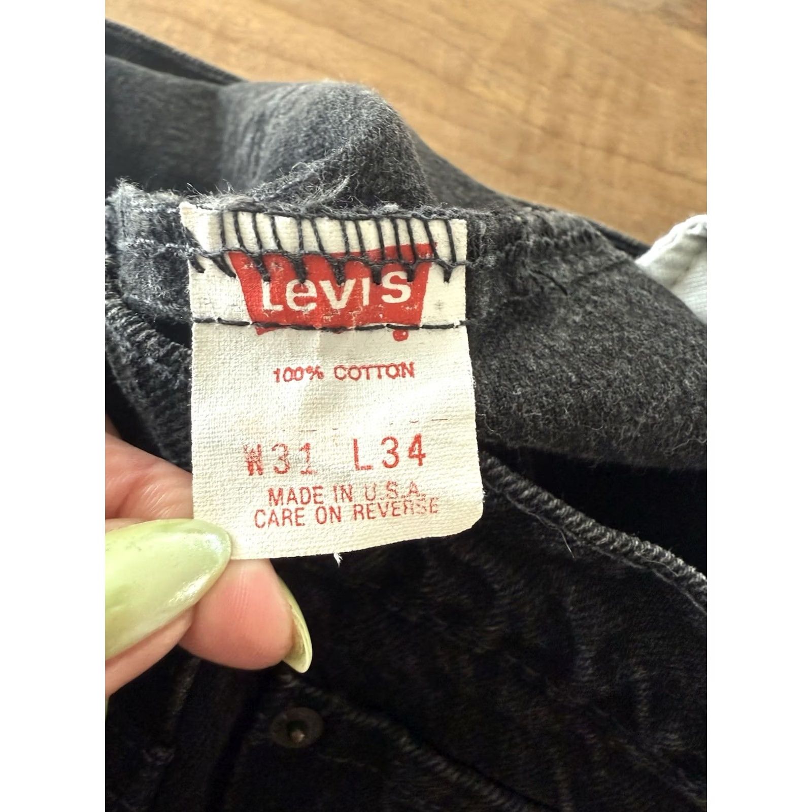 Levi's VTG Levi's 550 Jeans 31x34 Black Relaxed Fit Tapered 90s Mens Womens 29x33 Denim Cotton Button Zip 5-Pocket Logo USA Size 24" / US 00 / IT 34 - 4 Thumbnail