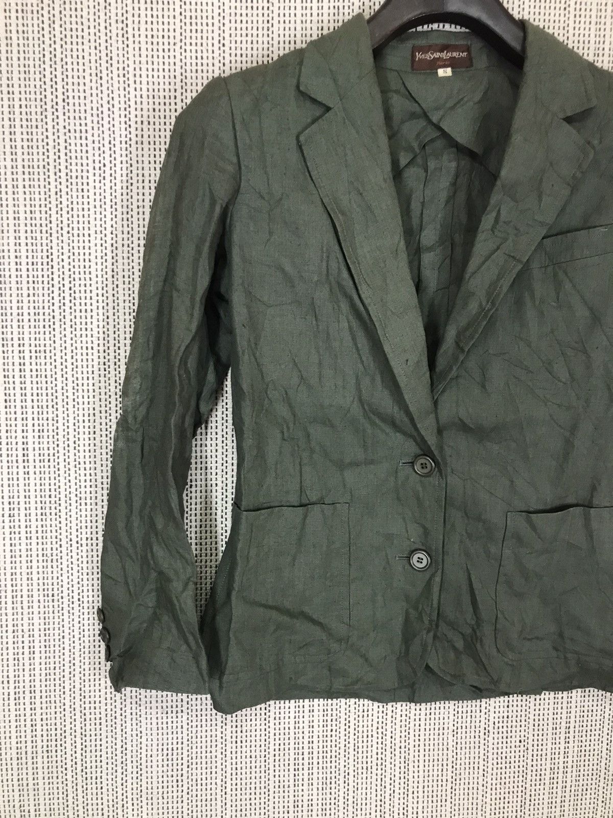 Vintage × Yves Saint Laurent ‼️VINTAGE YSL BLAZER ARMY GREEN ‼️ Size S / US 4 / IT 40 - 3 Thumbnail