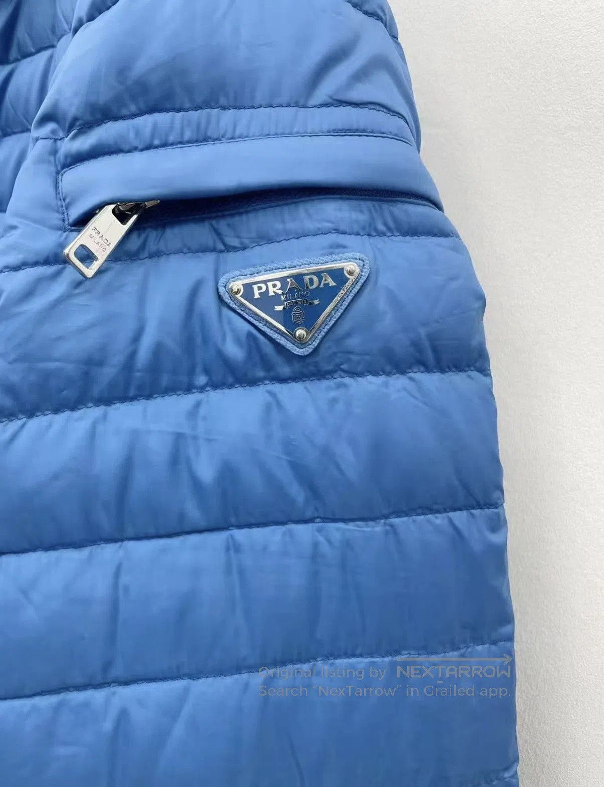 Prada Blue Quilted Hooded Light Jacket. Size US L / EU 52-54 / 3 - 4 Thumbnail