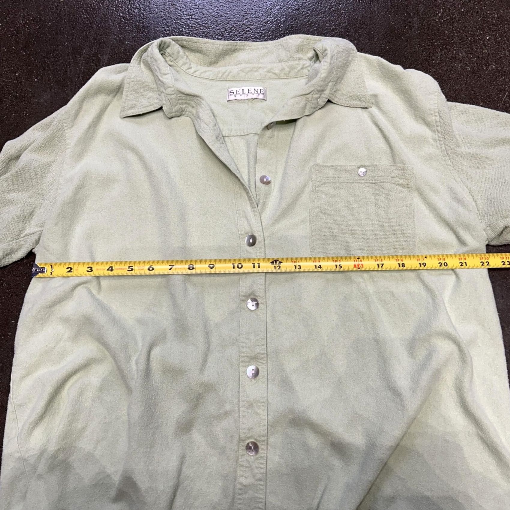 Vintage VINTAGE Selene Sport Shirt Womens XL Green Textured Short Sleeve Button Front Top Size XL / US 12-14 / IT 48-50 - 5 Thumbnail