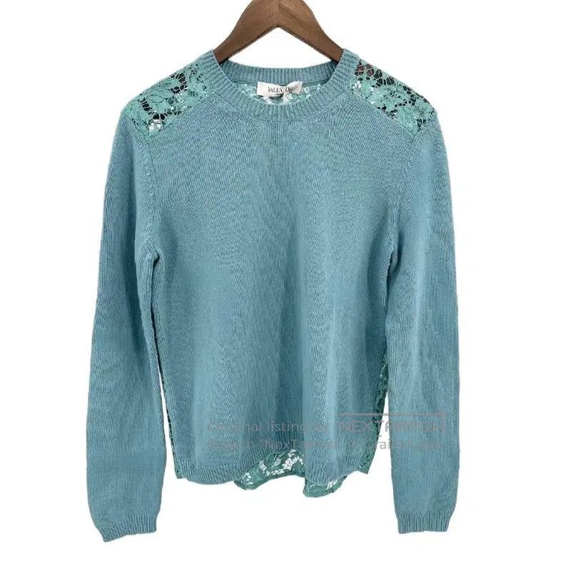 Valentino Valentino Light Blue Cashmere-Blend Long Sleeve Sweater . Size L / US 10 / IT 46 - 1 Thumbnail