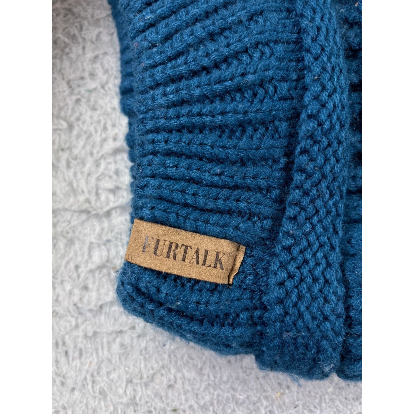 Vintage Furtalk Beanie Hat/Toque Womens One Size Blue Knit 100% Acrylic Lined Ski Size ONE SIZE - 2 Thumbnail
