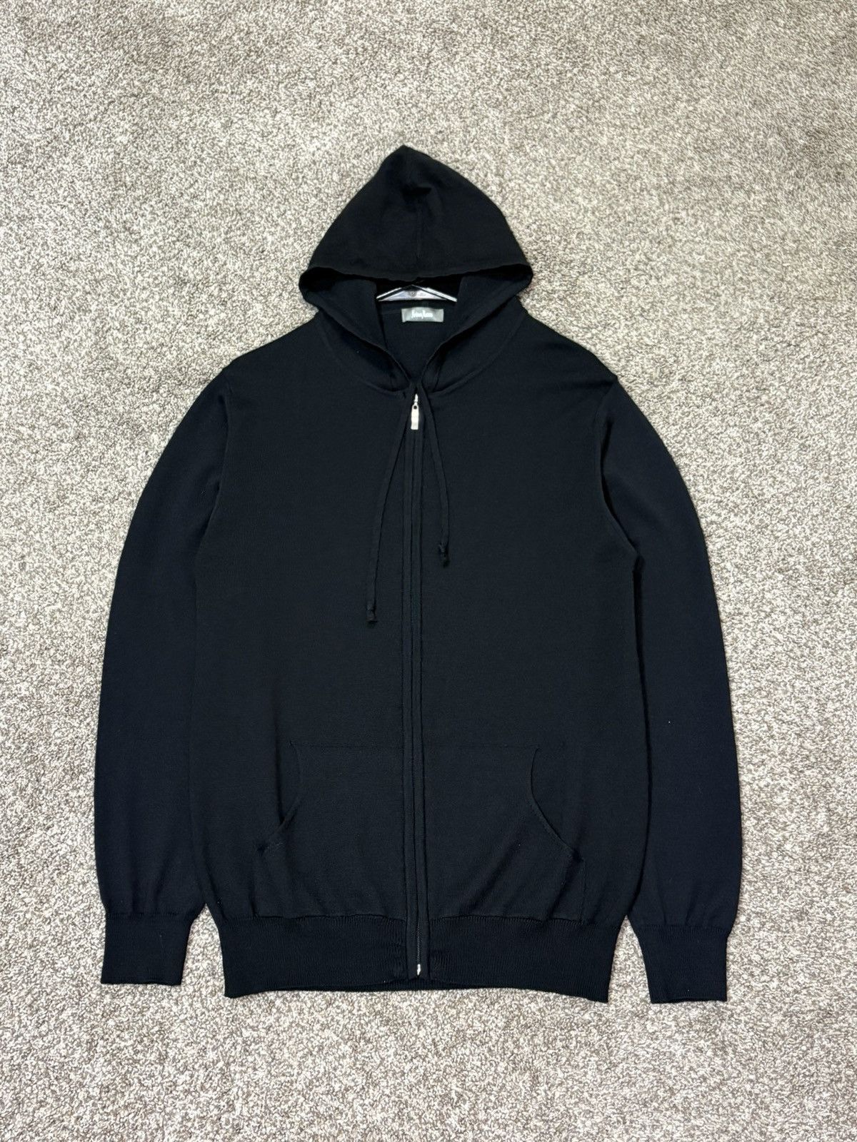 Neiman Marcus Neiman Marcus Mens Black Merino Wool Blend Zip Hoodie Size L Size US L / EU 52-54 / 3 - 1 Thumbnail
