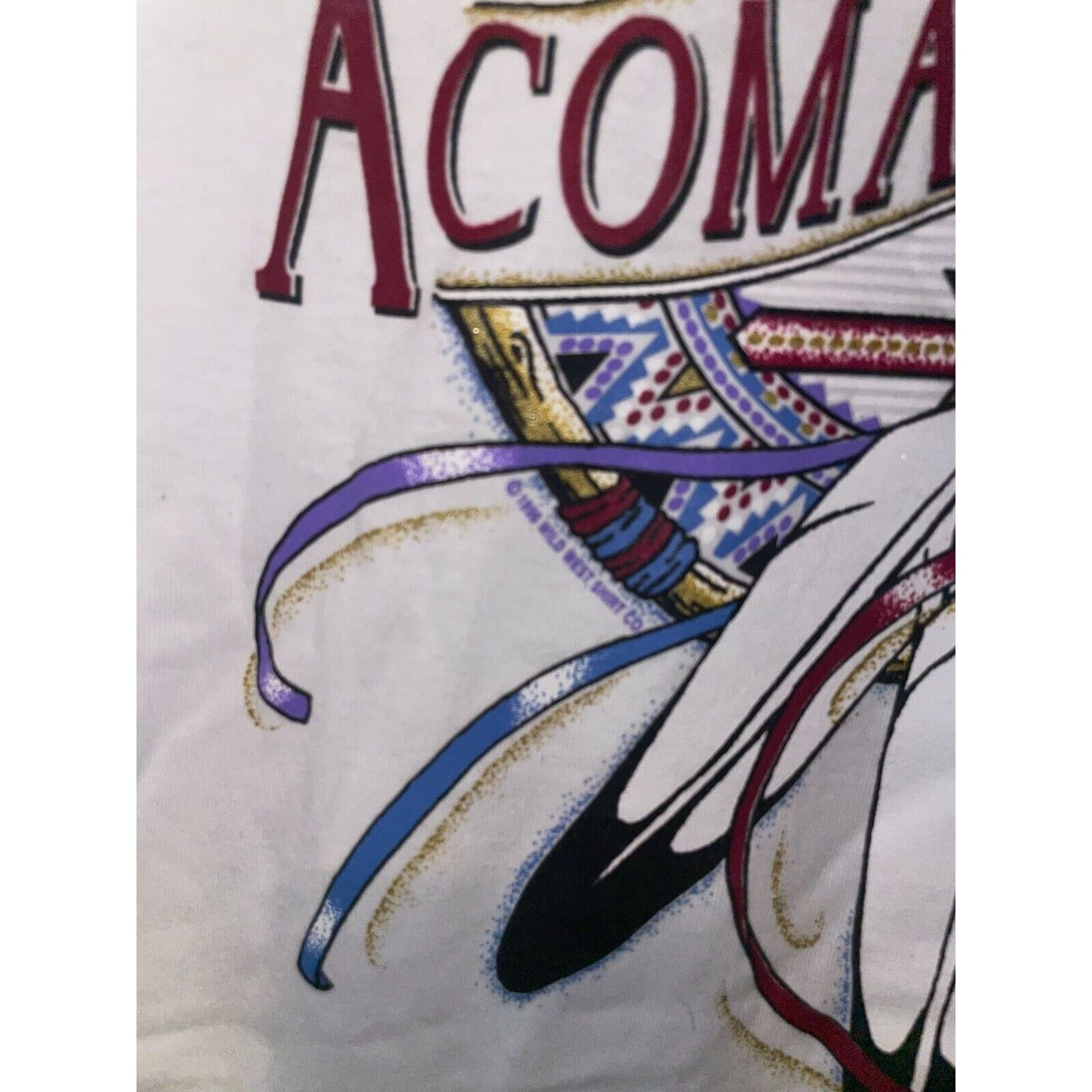 Jerzees Vintage New Mexico Shirt Acoma Pueblo Tribal Print White Tee Size US XL / EU 56 / 4 - 6 Thumbnail