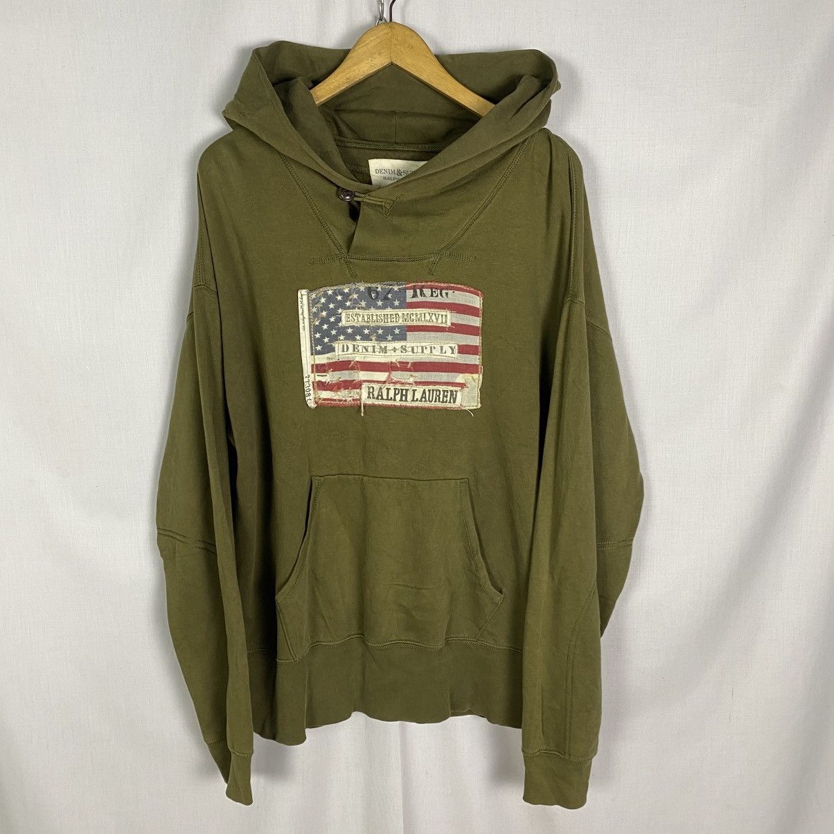 90s Polo Ralph Lauren Denim Supply Hoodie Flag Patch