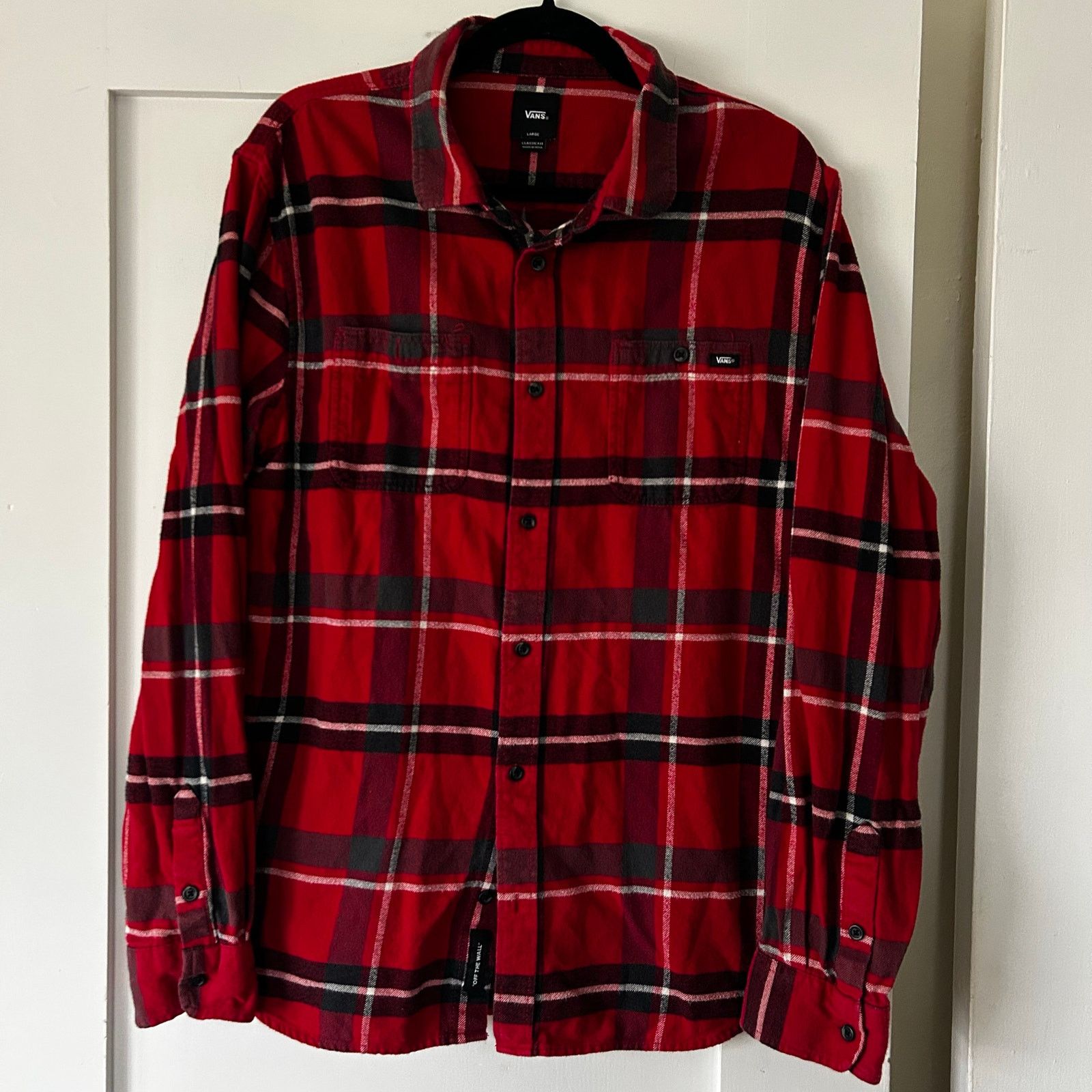 Vans Men’s VANS classic red button-down plaid shirt, size large Size US L / EU 52-54 / 3 - 1 Thumbnail