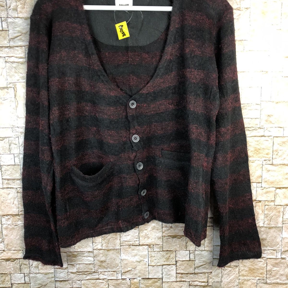 Homespun Knitwear × Japanese Brand Ballow Red Stripe Cardigan Knitwear #A1058 Size M / US 6-8 / IT 42-44 - 3 Thumbnail