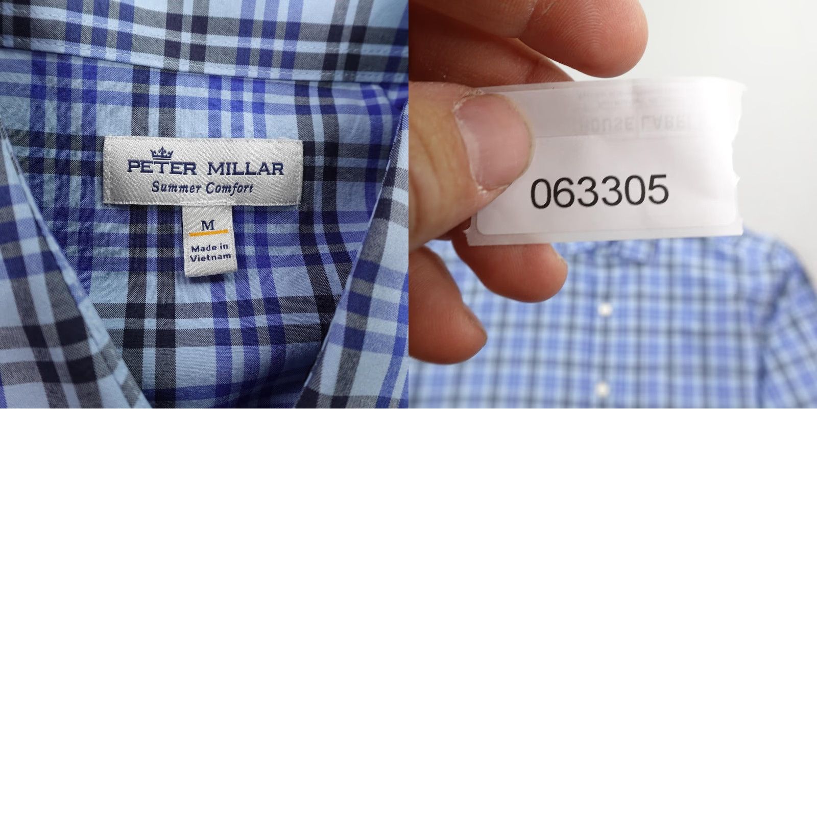 Peter Millar Peter Millar Shirt Mens Medium Blue Plaid Summer Comfort Performance Button Up Size US M / EU 48-50 / 2 - 8 Thumbnail