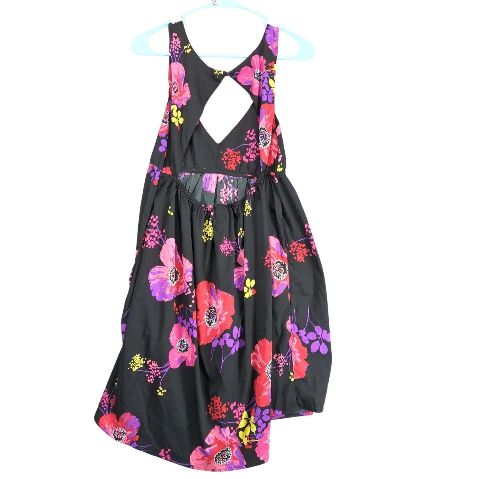 Other Roxy Love Seeker Black Floral Tank Babydoll HiLow Mini Dress Size L / US 10 / IT 46 - 2 Thumbnail
