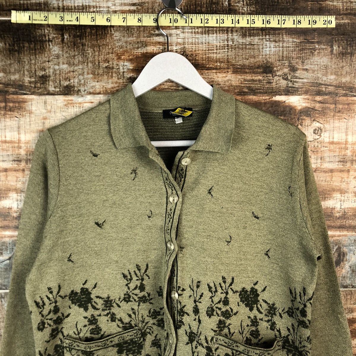 Homespun Knitwear × Japanese Brand Venlicella Green vintage Patterned Cardigans #A1747 Size M / US 6-8 / IT 42-44 - 5 Thumbnail