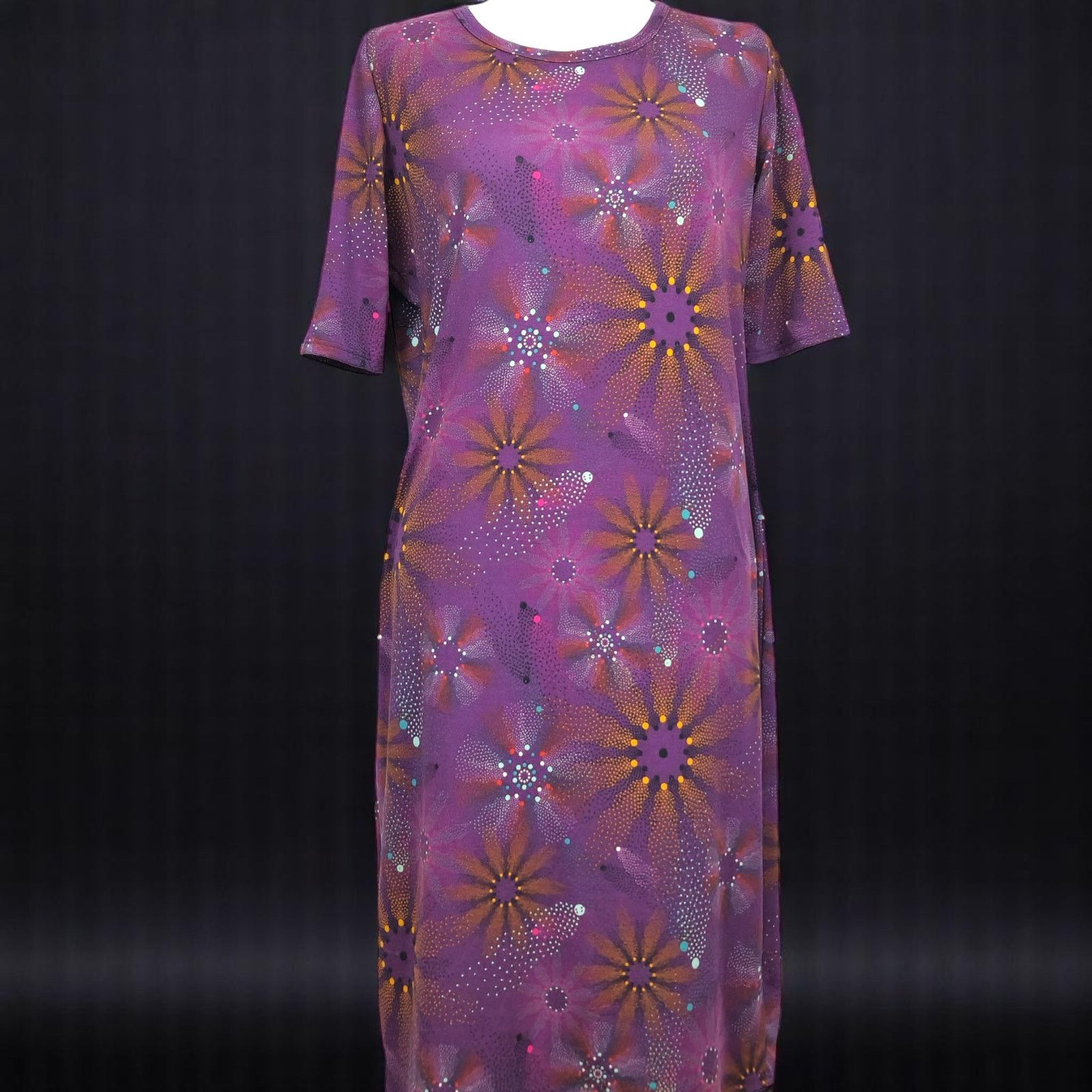 Other LuLaRoe Julia Size Large Dress Purple Starburst Print USA Size L / US 10 / IT 46 - 11 Thumbnail