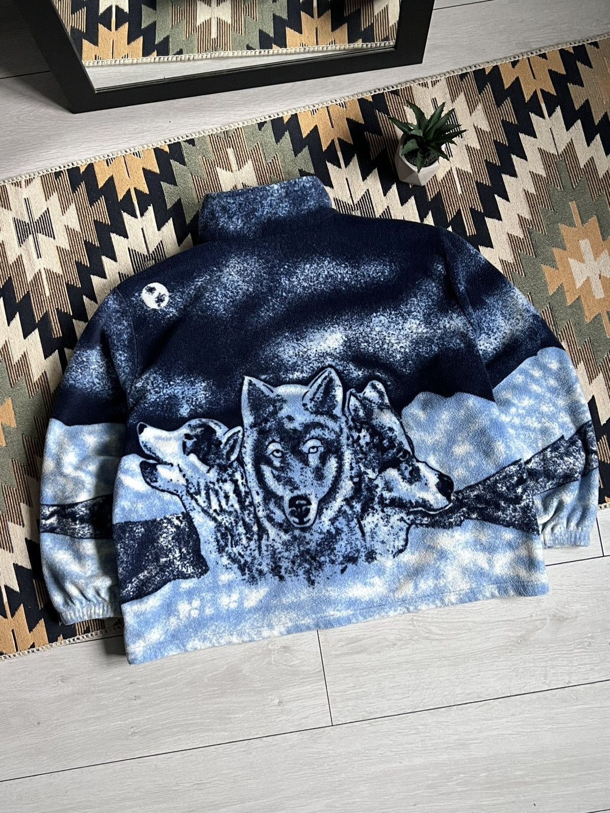 Vintage Vintage 90’s Animal Wolf Fleece Zip Jacket Size US XL / EU 56 / 4 - 7 Thumbnail