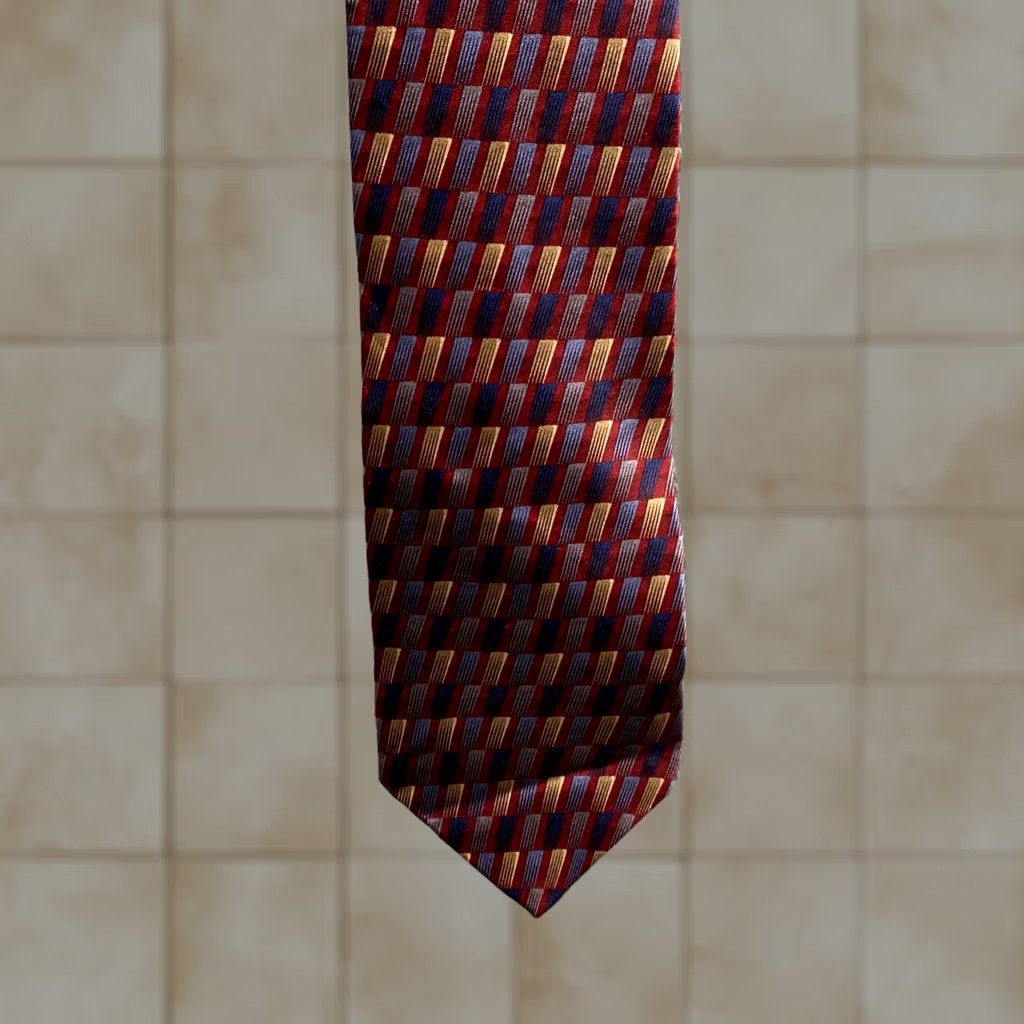 Bill Blass VINTAGE Bill Blass Tie Red Blue Mens 3.75 Inch 100% Silk Neck Made in USA Formal Size ONE SIZE - 1 Thumbnail