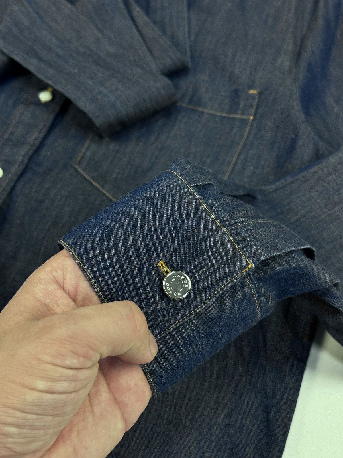 Designer × Jacob Cohen JACOB COHEN Jeans Denim Blue Bow Tie Ascot Collar Shirt Size L / US 10 / IT 46 - 12 Thumbnail