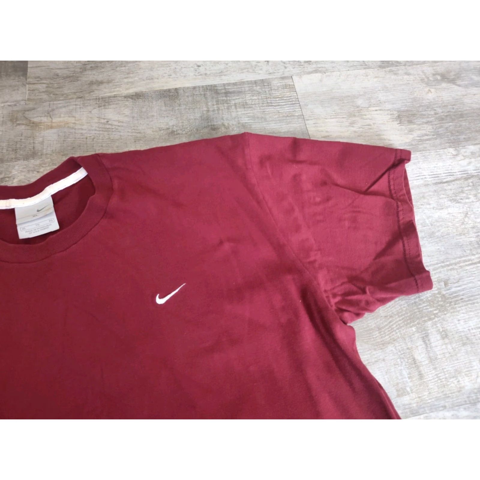 Nike VINTAGE Nike Check Logo T-Shirt Men XL Red/Maroon Gray Short Sleeve Crew Neck Swoosh Embroidered 2000s Y2K Athletic Classic Size US XL / EU 56 / 4 - 3 Thumbnail