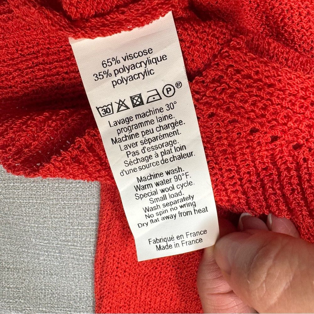 Other Pôles Paris Red Viscose Long Sleeve Knit Sweater Made In Fr Size S / US 4 / IT 40 - 7 Thumbnail