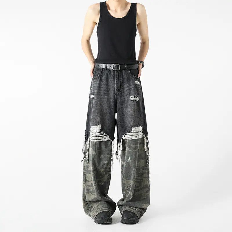 Japanese Brand Retro casual camouflage patchwork jeans Size US 32 / EU 48 - 6 Thumbnail