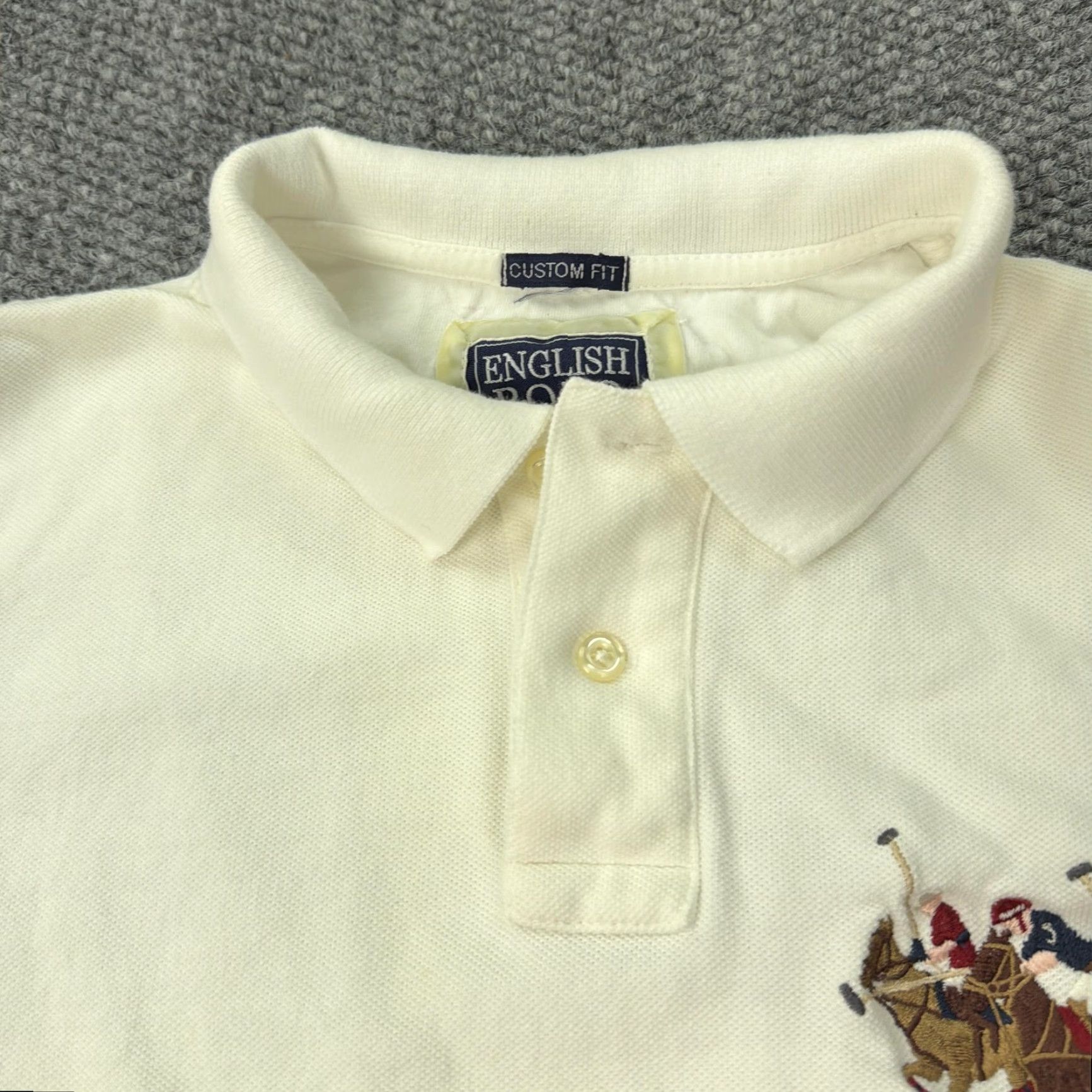Vintage English Polo League Shirt Mens Large White Embroidered Horse Equestrian Polo Size US L / EU 52-54 / 3 - 3 Thumbnail