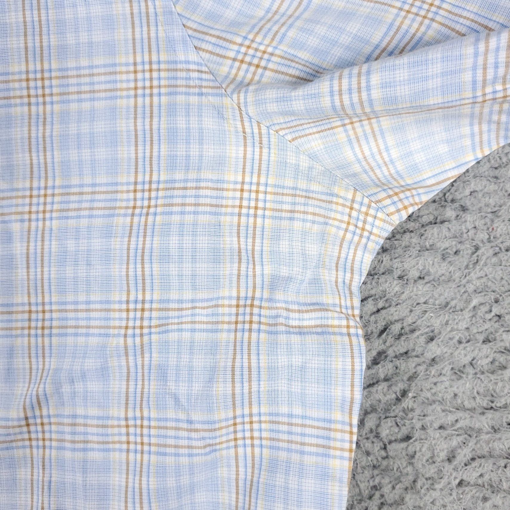 Vintage Penguin Dress Shirt Mens 17 Blue Plaid Long Sleeve Button Up Regular Fit Size 46R - 4 Thumbnail
