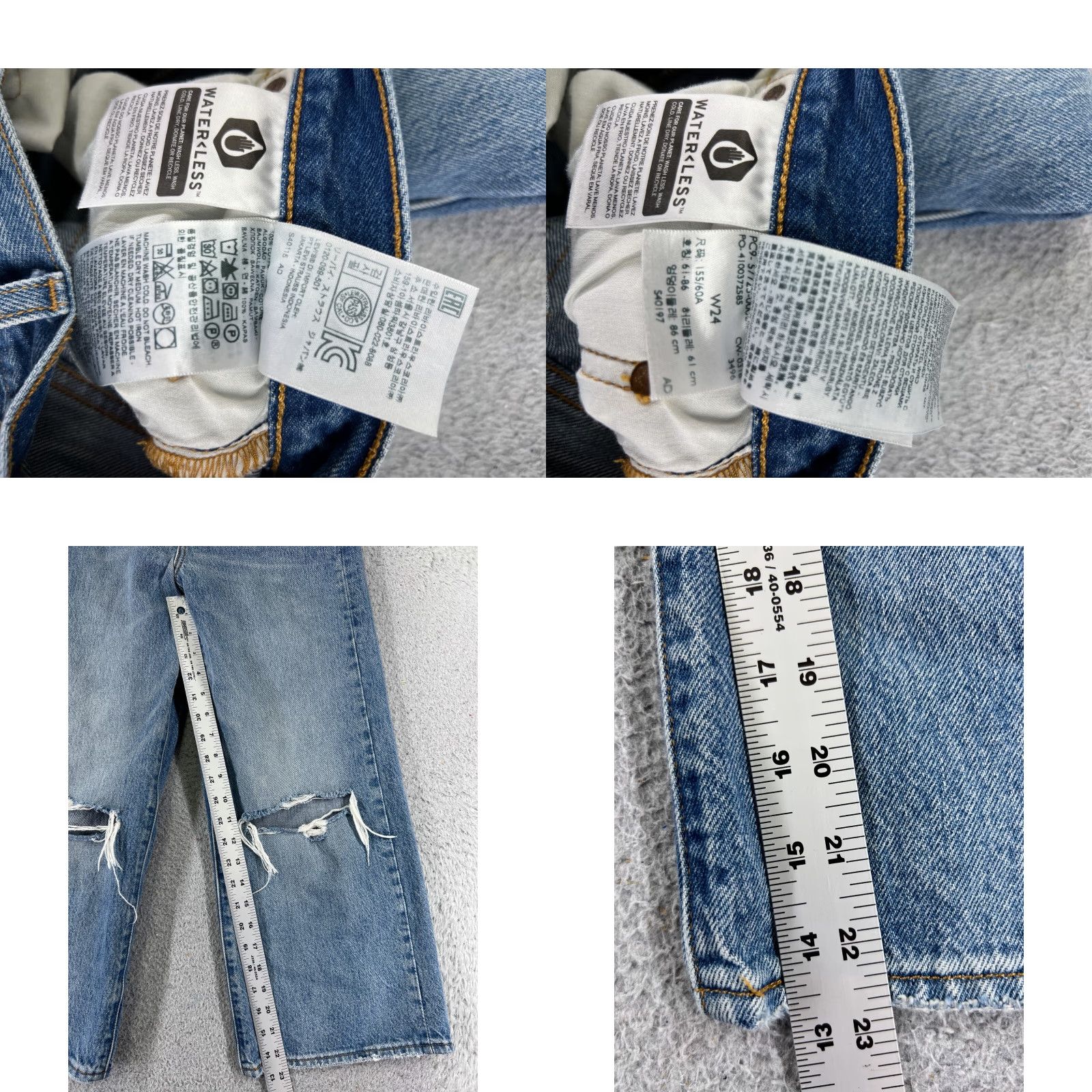 Levi's VINTAGE Levis Premium Jeans Womens 24 Blue Denim Distressed Wide-Leg Regular 5-Pocket Levi's Retro Baggy Stretch Size 42" / US 20 - 8 Thumbnail