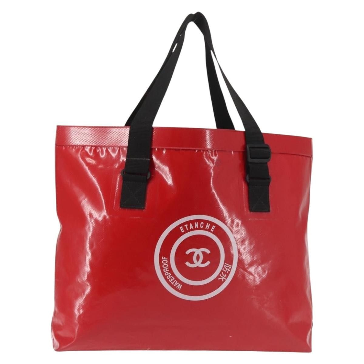 Chanel Chanel Etanche Waterproof Tote Bag Vinyl Red CC Size ONE SIZE - 1 Thumbnail
