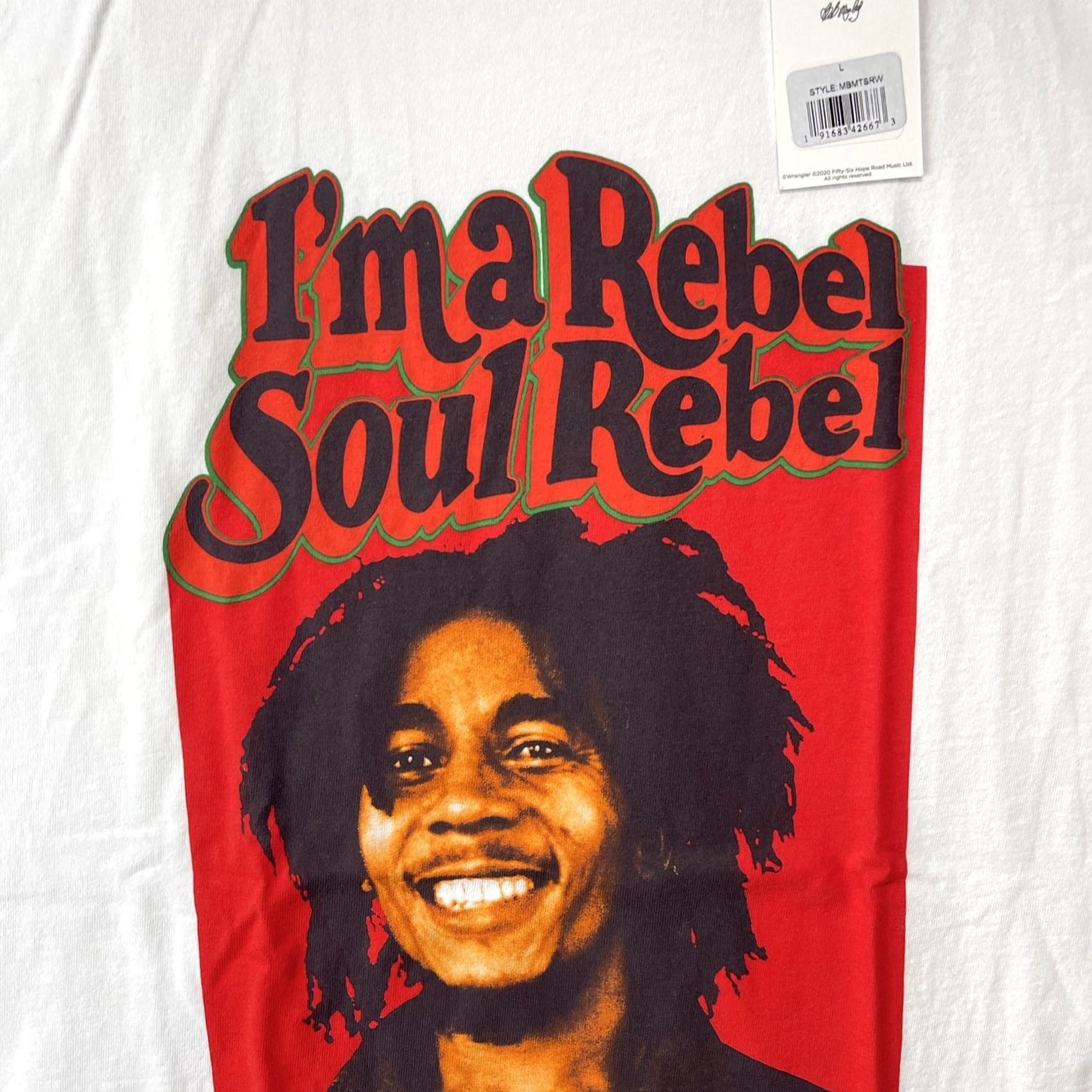 Wrangler Wrangler Shirt Mens Large White Bob Marley Im A Soul Rebel Short Sleeve Tee Size US L / EU 52-54 / 3 - 7 Thumbnail
