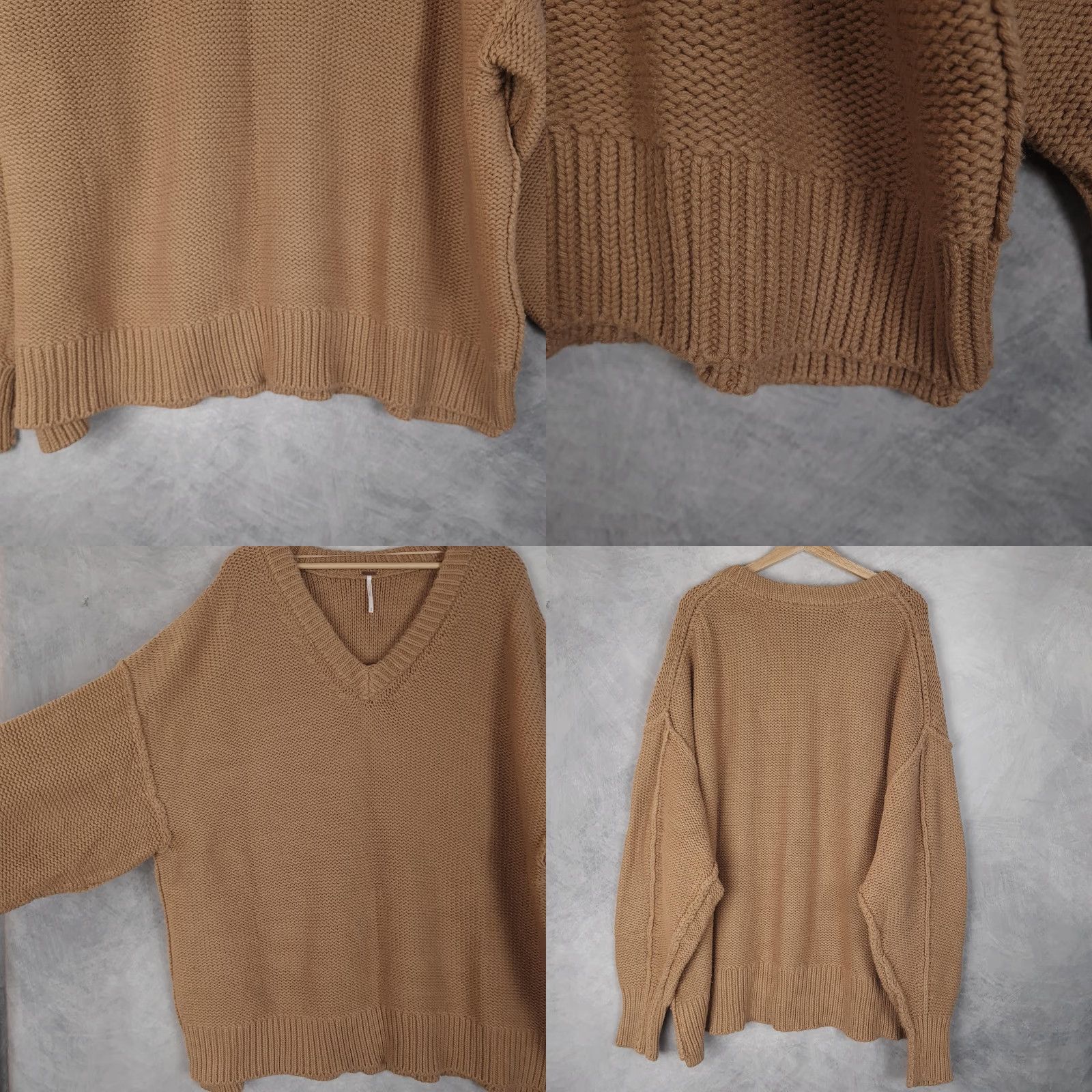 Free People Free People Sweater Womens Large Brown V-Neck Oversized Pullover Knits Chunky Knit Casual Fall Winter Size L / US 10 / IT 46 - 8 Thumbnail