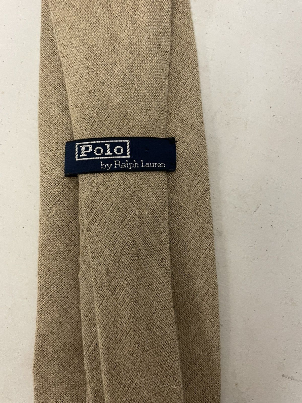 Polo Ralph Lauren × Vintage Solid Print Textured Linen Tie Size ONE SIZE - 3 Thumbnail
