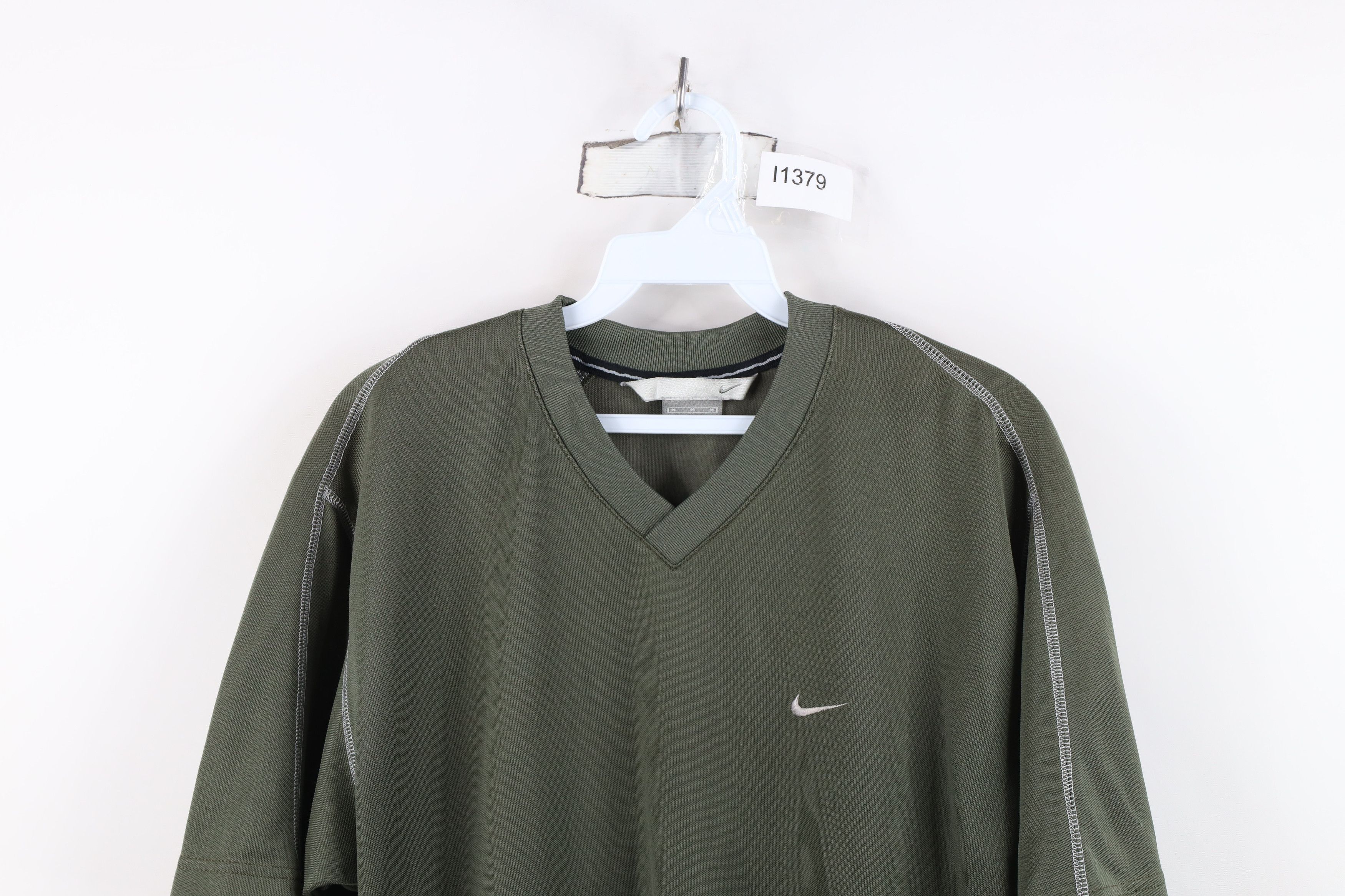 Nike Vintage Y2K Nike Scott Mini Swoosh Knit V-Neck T-Shirt Green Size US M / EU 48-50 / 2 - 2 Thumbnail