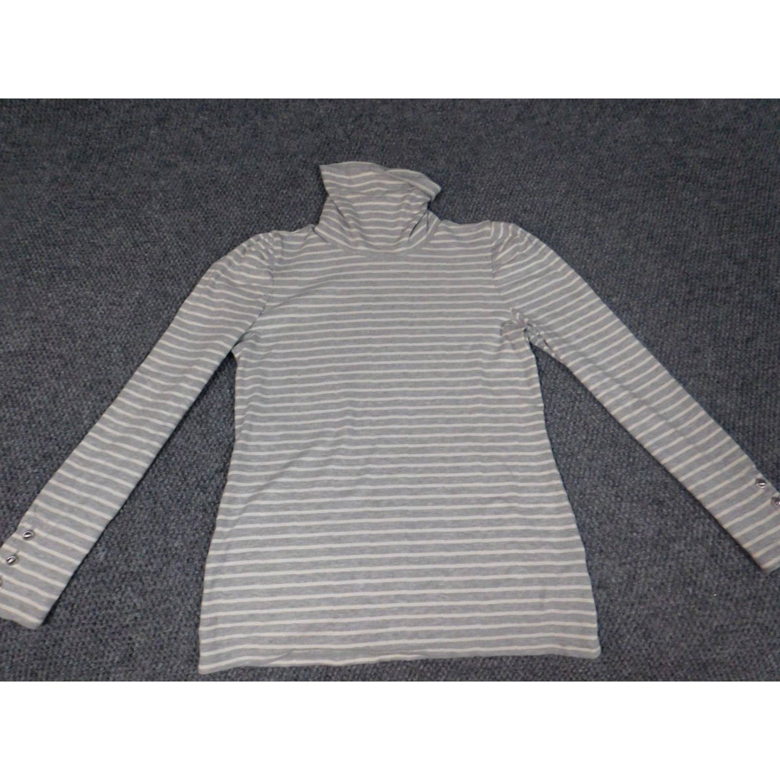 Talbots Talbots Womens Sweater Small Gray Pullover Turtleneck Stretch Knit Ruffle Regular Size S Size S / US 4 / IT 40 - 2 Thumbnail