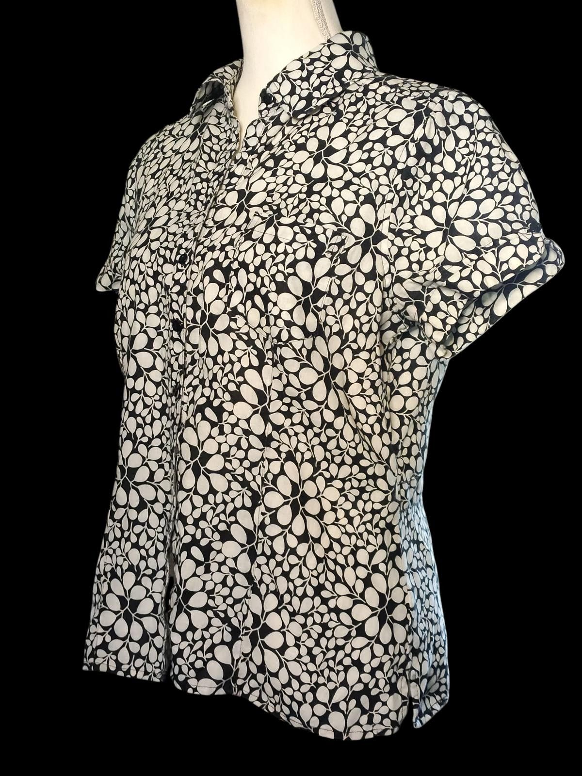 Other Kim Rogers Floral Short Sleeve Button-Up Blouse Size M / US 6-8 / IT 42-44 - 5 Thumbnail