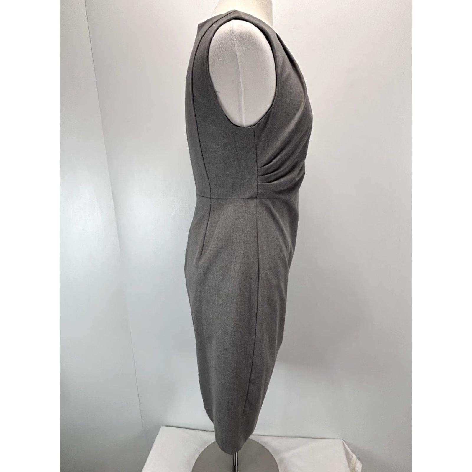 J.Crew NEW! J. Crew Dress Sz 8 Grey Ruched Sheath Sleeveless Career Business Women’s Size M / US 6-8 / IT 42-44 - 4 Thumbnail