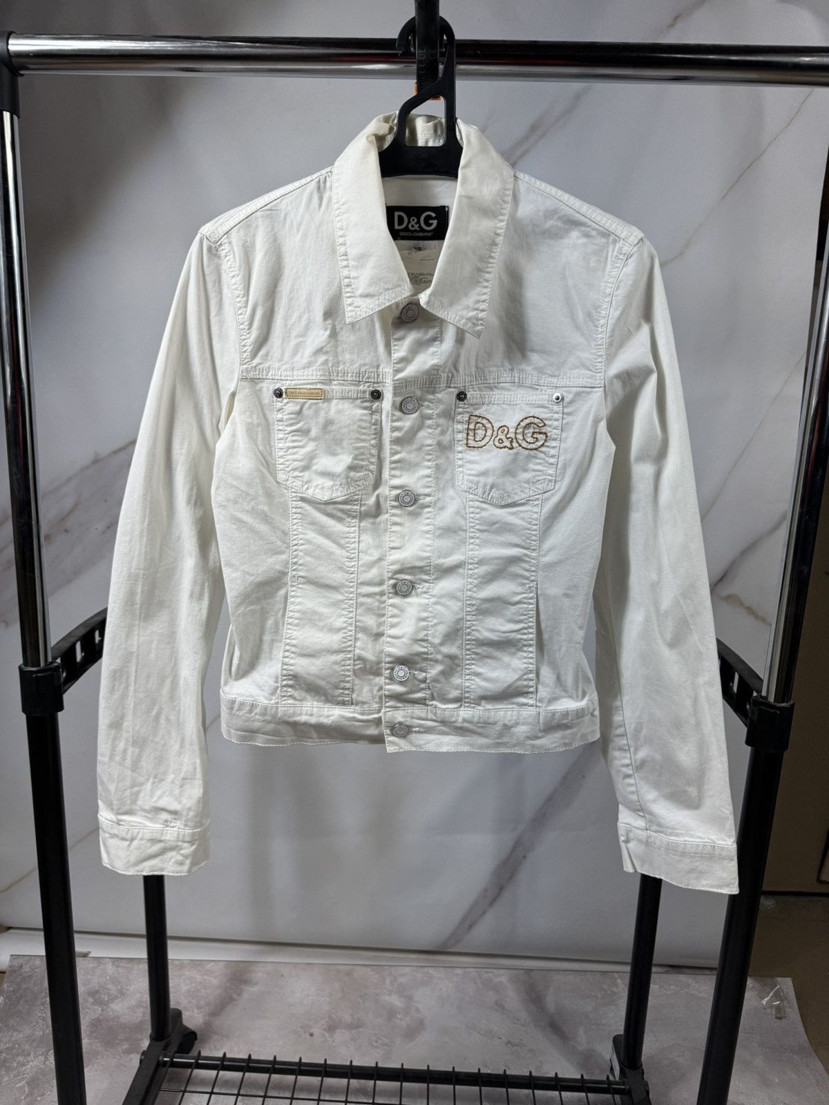 Dolce & Gabbana Dolce Gabbana Ivory Denim Jacket Size XS / US 0-2 / IT 36-38 - 1 Thumbnail